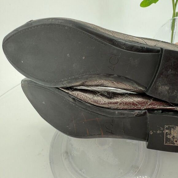 AGL Naomi Womens Ballet Flats Size 38.5 8.5 Quilted Silver Black Leather Cap Toe - Picture 13 of 16